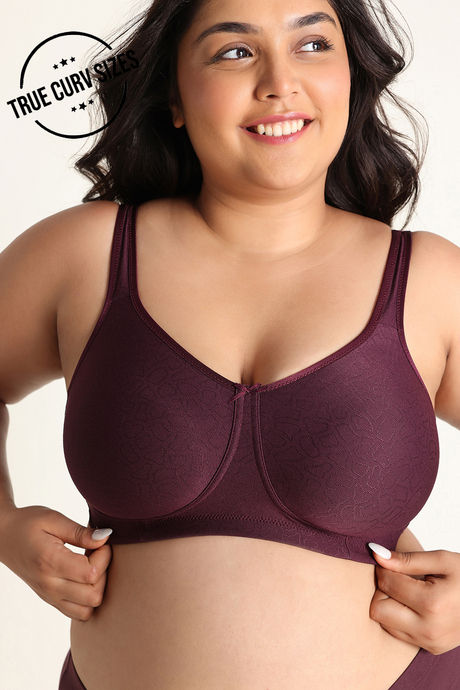 Buy Zivame True Curv Jacquard Single Layered Non Wired Full Coverage Super Support Bra - Fig