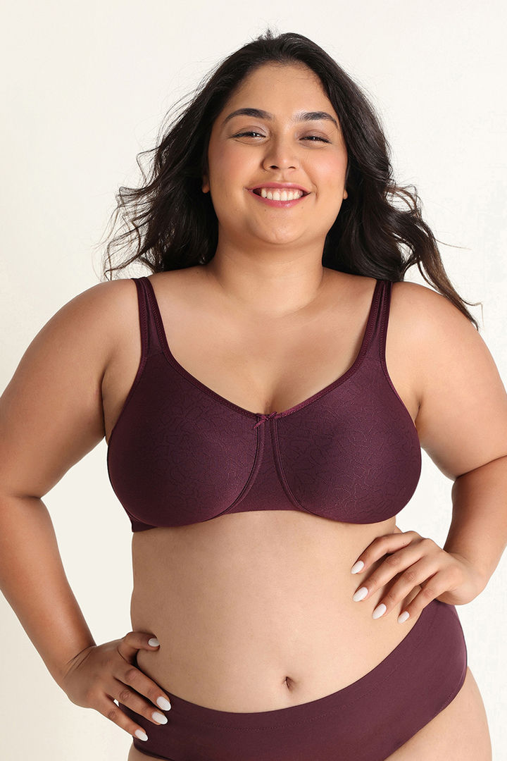 Zivame True Curv Jacquard Single Layered Non Wired Full Coverage Super Support Bra - Fig — image 2