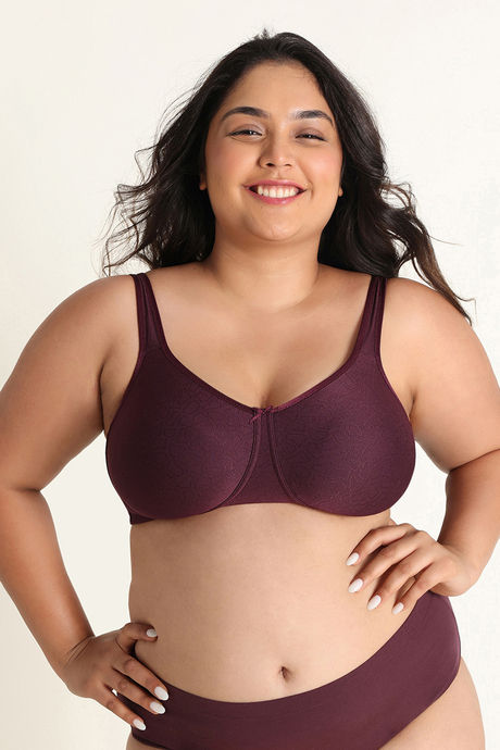 Zivame True Curv Jacquard Single Layered Non Wired Full Coverage Super Support Bra - Fig — image 2