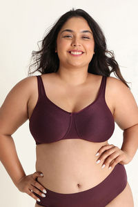 Zivame True Curv Jacquard Single Layered Non Wired Full Coverage Super Support Bra - Fig — thumbnail 2