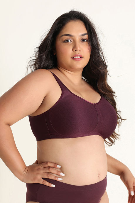 Zivame True Curv Jacquard Single Layered Non Wired Full Coverage Super Support Bra - Fig — image 3