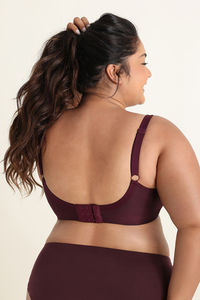 Zivame True Curv Jacquard Single Layered Non Wired Full Coverage Super Support Bra - Fig — thumbnail 4