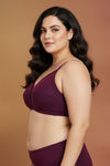 Zivame Beautiful Basic True Curv Single Layered Non Wired Full Coverage Minimiser Bra - Plum — thumbnail 3
