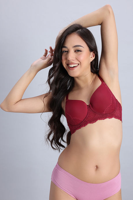 Zivame Padded Regular Wired 3/4th Coverage Tshirt Bra - Maroon — image 2