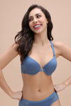 Zivame Padded High Wired Medium Coverage T-Shirt Bra - Blue — thumbnail 2