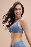 Zivame Padded High Wired Medium Coverage T-Shirt Bra - Blue — thumbnail 3