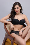 Zivame Padded Non Wired 3/4th Coverage Strapless Bra - Black — thumbnail 1