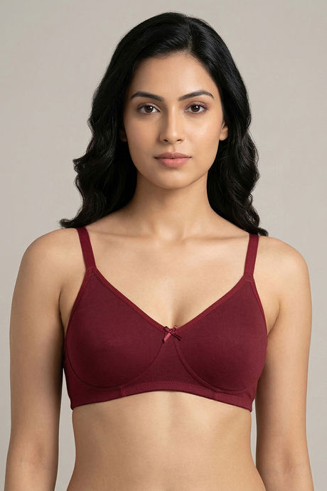 Zivame Double Layered Non Wired 3/4th Coverage Tshirt Bra - Beet Red