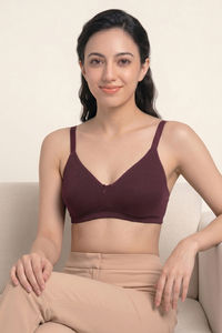 Zivame Double Layered Non Wired 3/4th Coverage Tshirt Bra - Fig — thumbnail 4