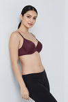 Zivame Padded Plunge Wired Medium Coverage Tshirt Bra - Fig — thumbnail 1