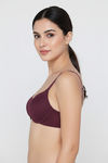 Zivame Padded Plunge Wired Medium Coverage Tshirt Bra - Fig — thumbnail 4