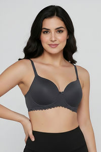 Zivame Padded Regular Wired 3/4th Coverage Tshirt Bra - Anthracite — thumbnail 4