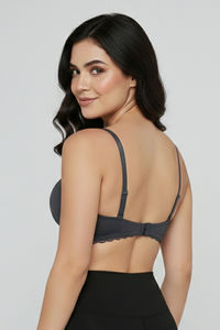 Zivame Padded Regular Wired 3/4th Coverage Tshirt Bra - Anthracite — thumbnail 2