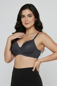 Zivame Padded Regular Wired 3/4th Coverage Tshirt Bra - Anthracite — thumbnail 3