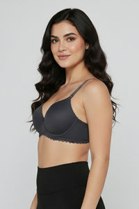 Zivame Padded Regular Wired 3/4th Coverage Tshirt Bra - Anthracite — thumbnail 1