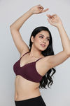 Zivame Padded Non Wired Medium Coverage Tshirt Bra - Fig — thumbnail 4