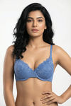 Zivame Bare Whispers Padded Plunged Wired Medium Coverage Lace Bra - Riviera — thumbnail 2