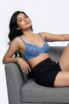 Zivame Bare Whispers Padded Plunged Wired Medium Coverage Lace Bra - Riviera — thumbnail 4