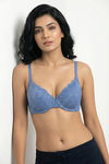 Zivame Bare Whispers Padded Plunged Wired Medium Coverage Lace Bra - Riviera — thumbnail 5