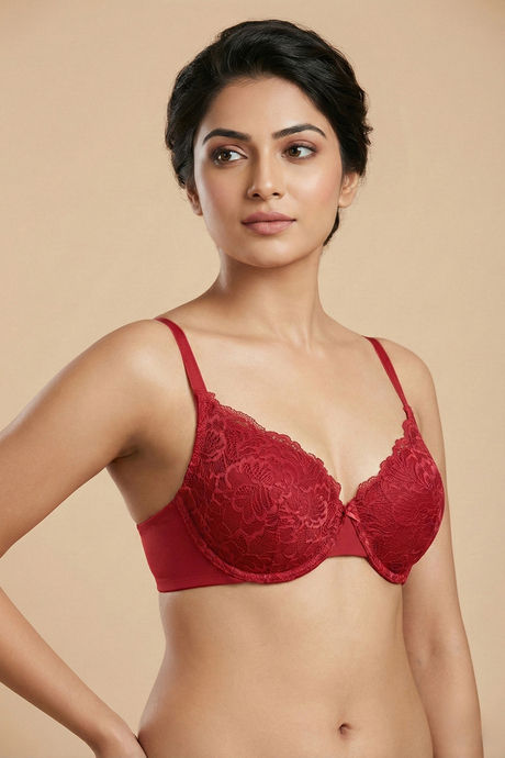 Zivame Bare Whispers Padded Plunged Wired Medium Coverage Lace Bra - Scooter — image 3