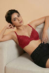 Zivame Bare Whispers Padded Plunged Wired Medium Coverage Lace Bra - Scooter — thumbnail 4