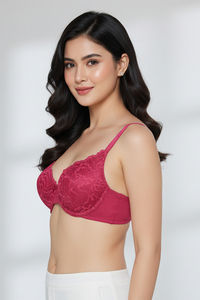 Zivame Bare Whispers Padded Plunged Wired Medium Coverage Lace Bra - Vivacious — thumbnail 2