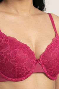 Zivame Bare Whispers Padded Wired Medium Coverage Plunge Neck Lace Bra - Vivacious — thumbnail 4