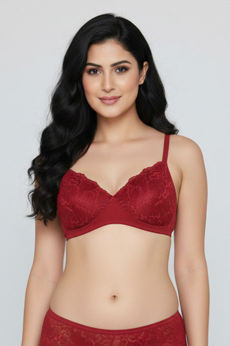 Zivame Bare Whispers Padded Non Wired Medium Coverage Lace Bra - Scooter — image 5