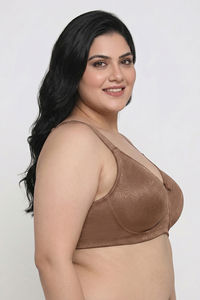 Zivame True Curv Jacquard Double Layered Non Wired 3/4th Coverage Tshirt Bra - Thrush — thumbnail 3