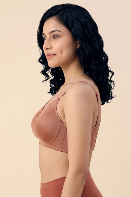Zivame Padded Non Wired 3/4th Coverage Tshirt Bra - Cork — image 3