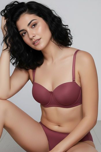 model image of Zivame Padded Regular Wired 3/4th Coverage Strapless Bra - Deco Rose
