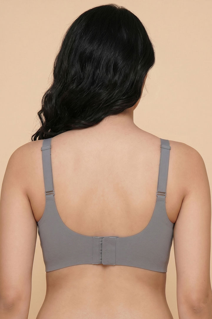 Zivame Padded Non Wired Full Coverage Bonded Tshirt Bra - Grey — image 4
