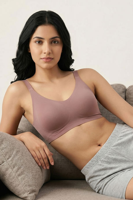 Zivame Padded Non Wired Full Coverage Bonded Tshirt Bra - Tan — image 5