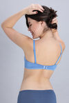Zivame Padded Non Wired Medium Coverage Tshirt Bra - Blue — thumbnail 4