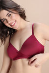 Zivame Padded Non Wired Medium Coverage Tshirt Bra - Red — thumbnail 5