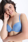 Zivame Padded Regular Wired Low Coverage Plunge Neck Tshirt Bra - Blue — thumbnail 5