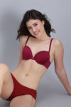 Zivame Padded Regular Wired Low Coverage Plunge Neck Tshirt Bra - Red — thumbnail 4