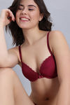 Zivame Padded Regular Wired Low Coverage Plunge Neck Tshirt Bra - Red — thumbnail 5