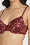Zivame Wild Rose Padded Wired Medium Coverage Tshirt Bra - Maroon — thumbnail 5
