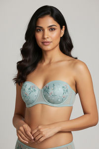 Zivame Wild Rose Padded Wired Medium Coverage Strapless Bra - Green — thumbnail 5