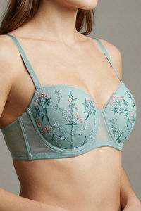 Zivame Wild Rose Padded Wired Medium Coverage Strapless Bra - Green — thumbnail 2