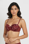 Zivame Wild Rose Padded Wired Medium Coverage Strapless Bra - Maroon — thumbnail 2
