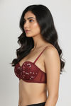 Zivame Wild Rose Padded Wired Medium Coverage Strapless Bra - Maroon — thumbnail 4