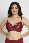 Zivame Wild Rose Padded Non Wired Medium Coverage Tshirt Bra - Maroon — thumbnail 1