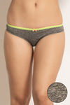 Zivame Beautiful Basics Mid Rise Bikini Panty - Grey & Neon Green — thumbnail 1
