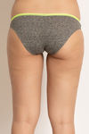 Zivame Beautiful Basics Mid Rise Bikini Panty - Grey & Neon Green — thumbnail 3