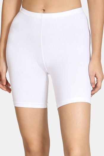 white knee length shorts