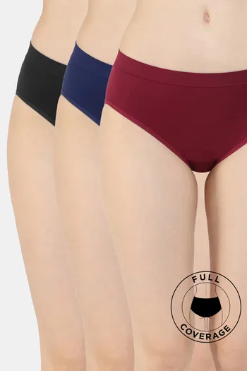 model image of Zivame Low Rise Full Coverage Hipster Panty (Pack of 3) - Assorted