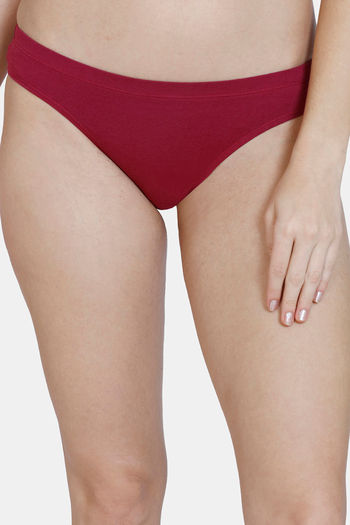 model image of Zivame Low Rise Cotton Thong - Beet Red