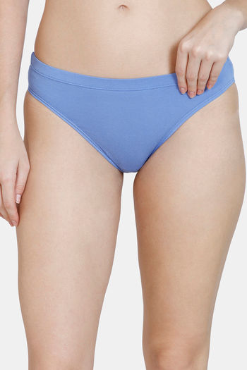 model image of Zivame Low Rise Cotton Thong - Wedgewood